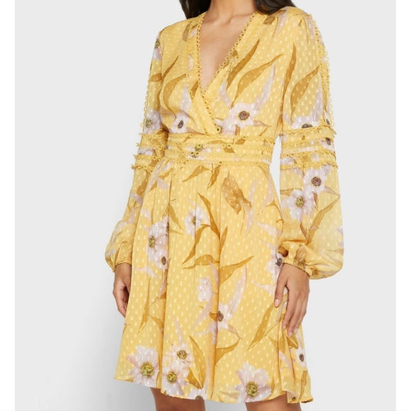 🍒EUC🍒 TED BAKER YELLOW FLORAL PRINT DRESS - Picture 8 of 9